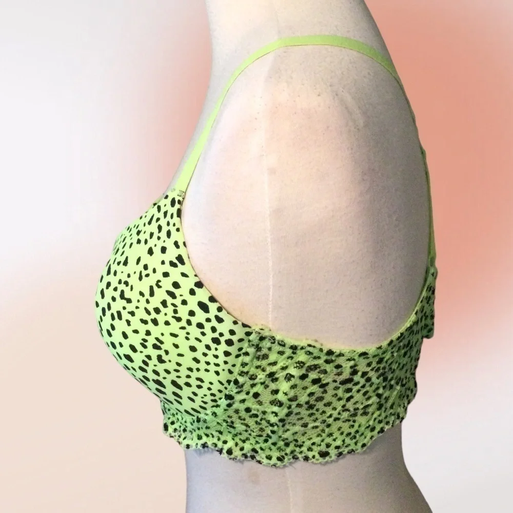 No Boundaries Nobo Green Cheetah Convertible Bra 34DD